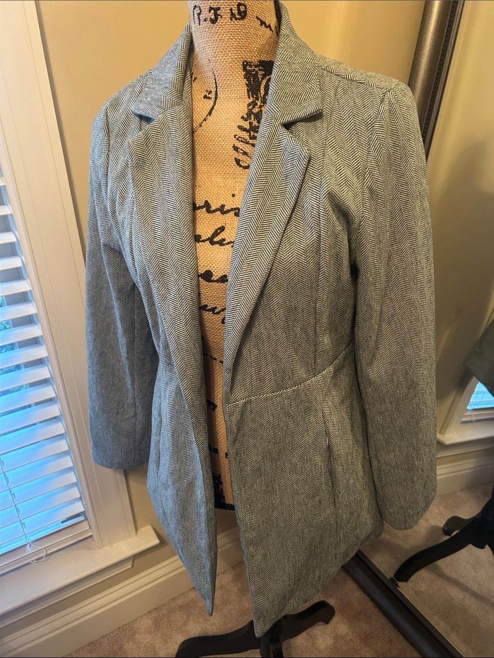 Source Unknown Gray Herringbone Tailored Blazer